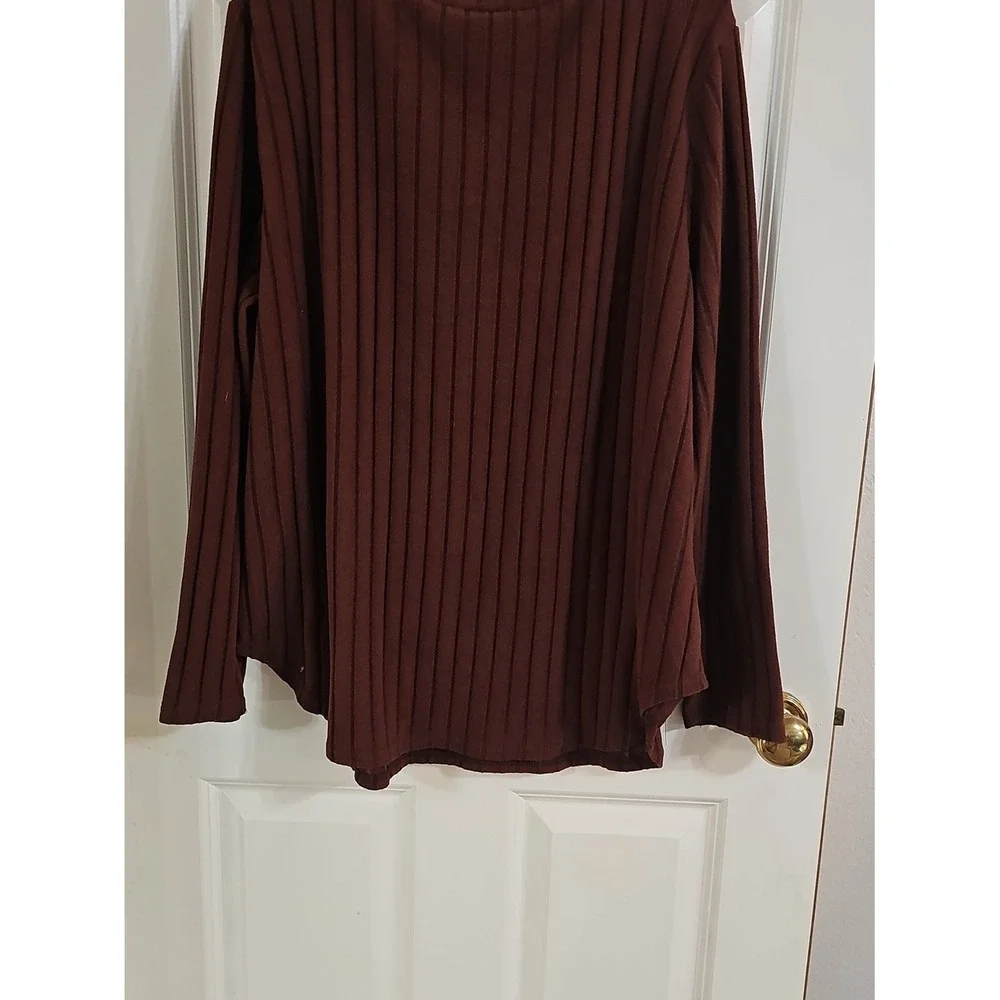 SHEIN Off-the-Shoulder‎ Ribbed Sweater - Brown. Women  Plus Sz 20